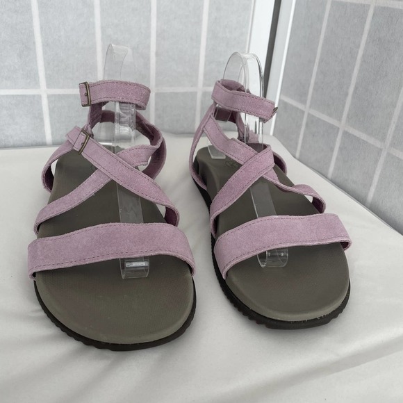 Chaco Sz 10 Rose Gladiator Sandals Leather Double Buckle Lavender Purple Comfy - Picture 2 of 8